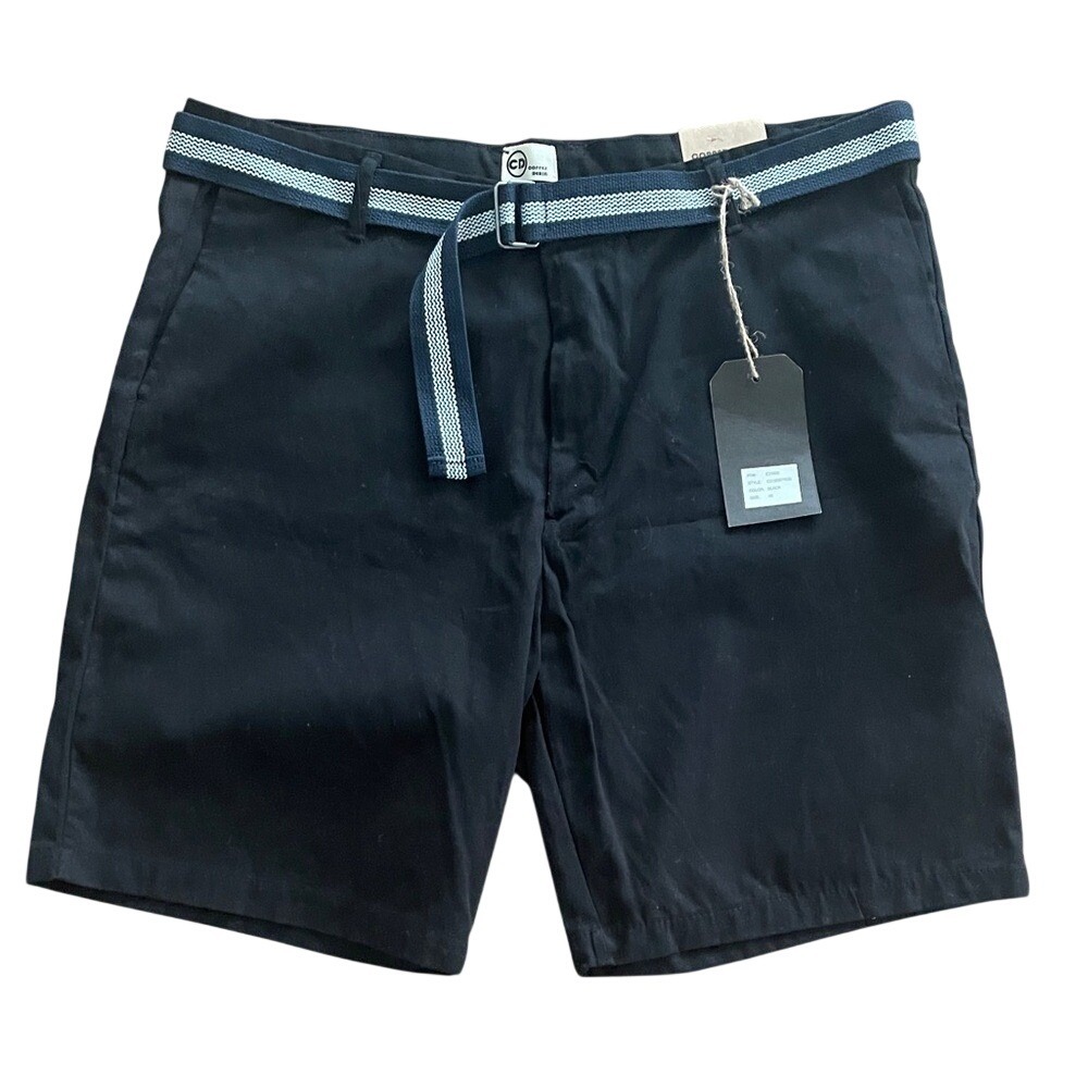 Copper Denim Men's Brushed Black Shorts‎ with Belt 40 NWT